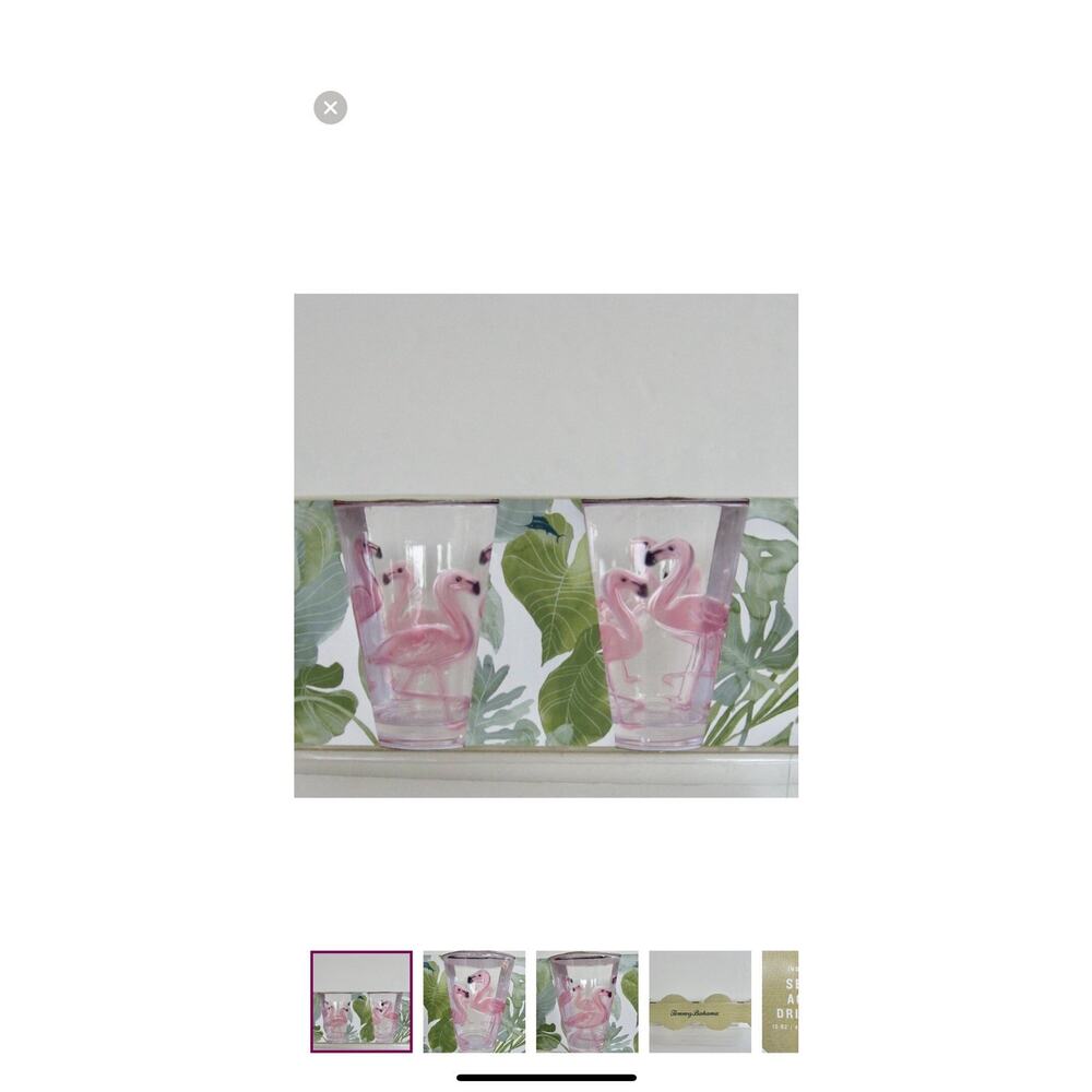 Novogratz Tommy Bahama Flamingo Tropical 15 Oz Acrylic Tumbler NEW Set Of 4